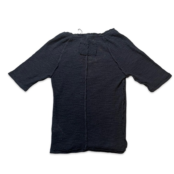 Free People We. The. Free Women’s Inside Out Distressed Hem Knitted Black Tee - Picture 5 of 11